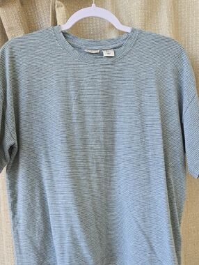 Casual Green Striped Crewneck T-Shirt